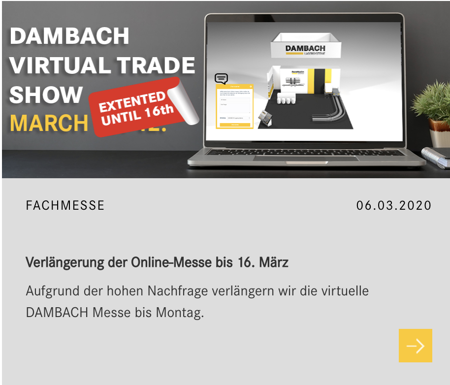 Dambach virtual trade show verlängerung